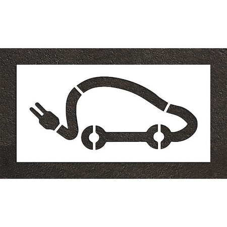 Pavement Stencil, Symbol, Electric Car Logo, 24 in Character Height, Not Applicable Font, White MPN:STL-116-52421