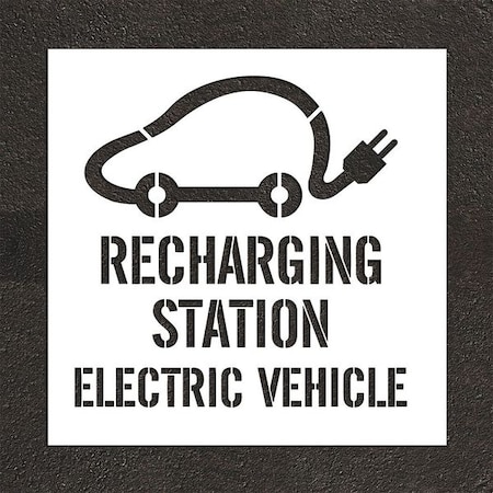 Pavement Stencil, Combination Set, Electric Car Logo, 36 in Character Height, White, 2 Pieces MPN:STL-116-53019