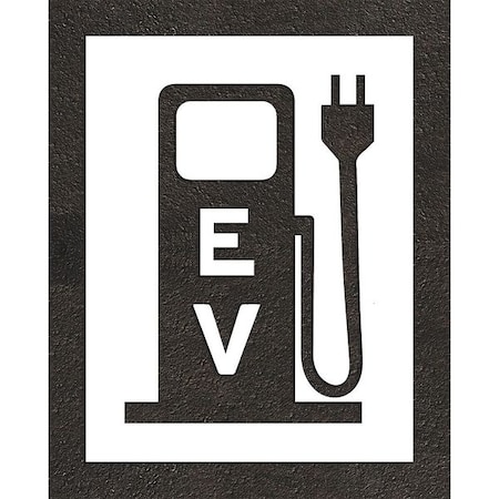 Pavement Stencil, Combination Set, Electric Car Logo, 36 in Character Height, Not Applicable Font MPN:STL-116-53614
