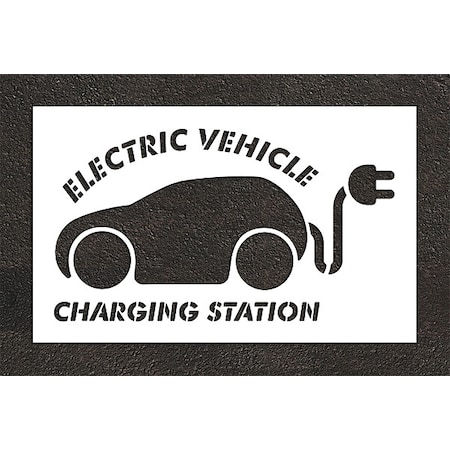 Pavement Stencil, Combination Set, Electric Car Logo, 36 in Character Height, White, 1 Pieces MPN:STL-116-53616