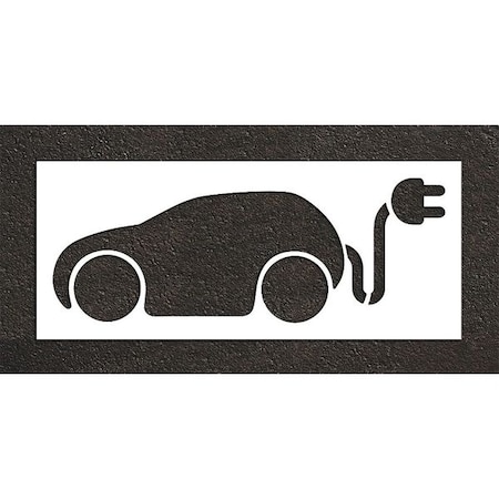 Pavement Stencil, Symbol, Electric Car Logo, 36 in Character Height, Not Applicable Font, White MPN:STL-116-53620