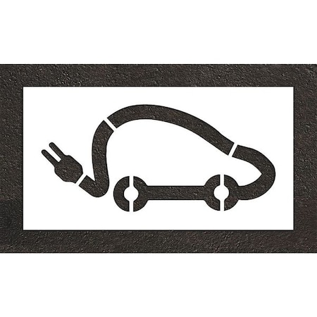 Pavement Stencil, Symbol, Electric Car Logo, 36 in Character Height, Not Applicable Font, White MPN:STL-116-53621