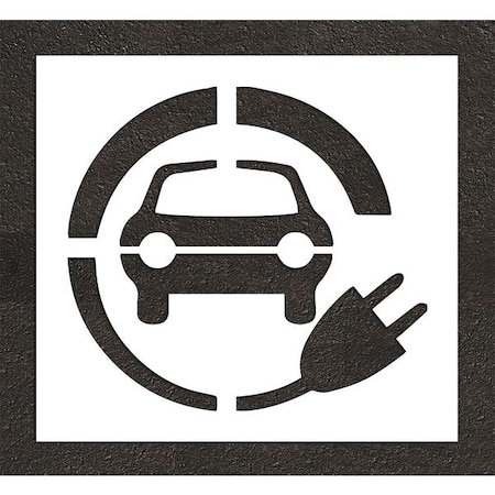 Pavement Stencil, Symbol, Electric Car Logo, 42 in Character Height, Not Applicable Font, White MPN:STL-116-54212
