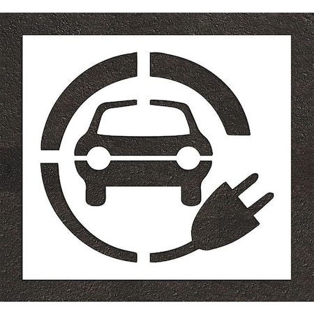 Pavement Stencil, Symbol, Electric Car Logo, 48 in Character Height, Not Applicable Font, White MPN:STL-116-54812