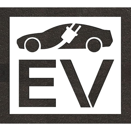 Pavement Stencil, Combination Set, Electric Car Logo, 48 in Character Height, Not Applicable Font MPN:STL-116-54813