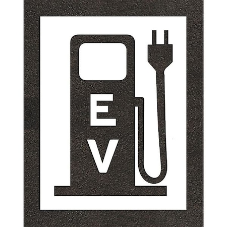 Pavement Stencil, Combination Set, Electric Car Logo, 48 in Character Height, Not Applicable Font MPN:STL-116-54814