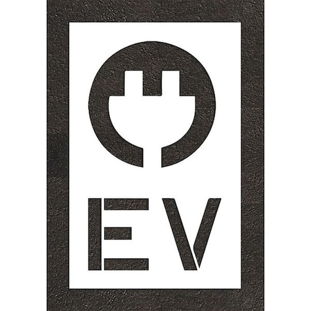 Pavement Stencil, Combination Set, Electric Car Logo, 48 in Character Height, Not Applicable Font MPN:STL-116-54815