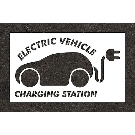 Pavement Stencil, Combination Set, Electric Car Logo, 48 in Character Height, White, 1 Pieces MPN:STL-116-54816