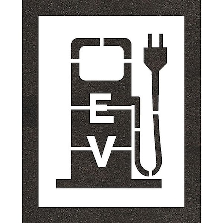 Pavement Stencil, Combination Set, Electric Car Logo, 48 in Character Height, Not Applicable Font MPN:STL-116-54817