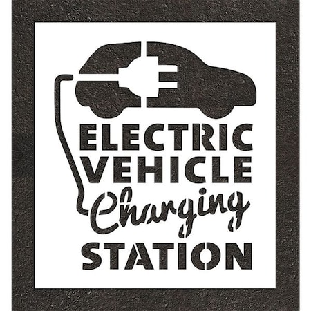 Pavement Stencil, Combination Set, Electric Car Logo, 24 in Character Height, White, 1 Pieces MPN:STL-116-54818