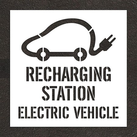 Pavement Stencil, Combination Set, Electric Car Logo, 48 in Character Height, White, 1 Pieces MPN:STL-116-54819