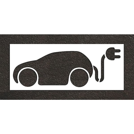 Pavement Stencil, Symbol, Electric Car Logo, 48 in Character Height, Not Applicable Font, White MPN:STL-116-54820