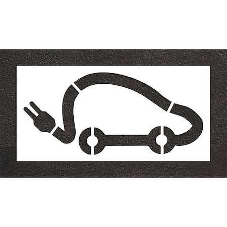Pavement Stencil, Symbol, Electric Car Logo, 48 in Character Height, Not Applicable Font, White MPN:STL-116-54821