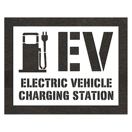 Pavement Stencil, Combination Set, Electric Car Logo, 52 in Character Height, White, 1 Pieces MPN:STL-116-56F23