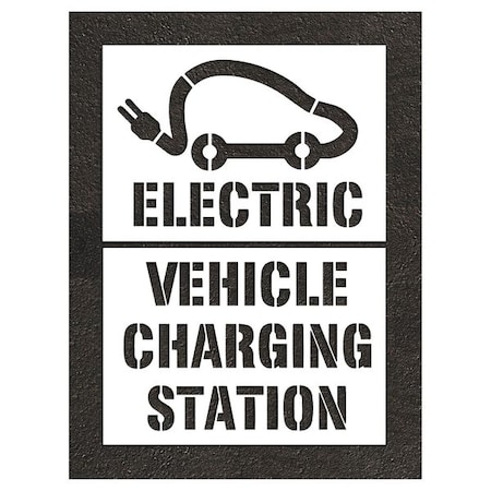 Pavement Stencil, Combination Set, Electric Car Logo, 95 in Character Height, White, 2 Pieces MPN:STL-116-56F24