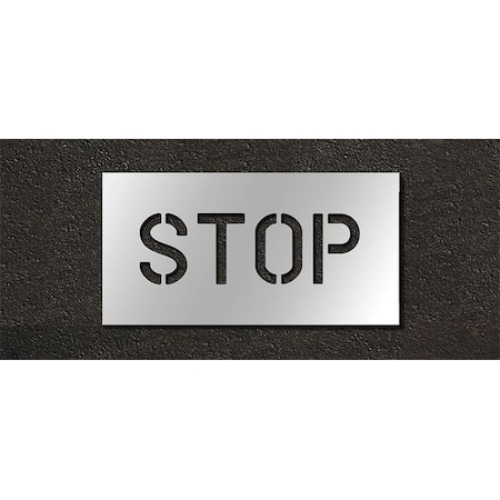 Pavement Stencil, Message, Stop, 6 in Character Height, Highway Gothic Font, Polyethylene, Clear MPN:STL-116-70603