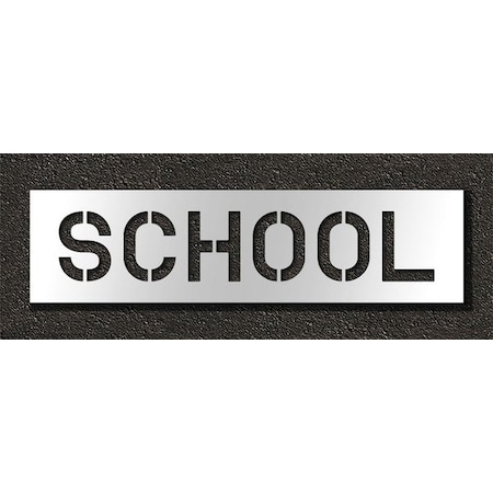 Pavement Stencil, Message, School, 10 in Character Height, Highway Gothic Font, Polyethylene, Clear MPN:STL-116-71023