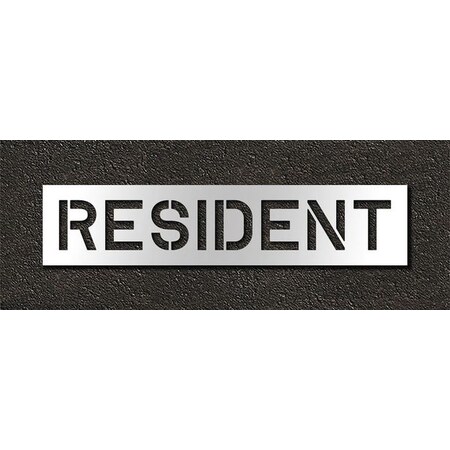 Pavement Stencil, Message, Resident, 10 in Character Height, Highway Gothic Font, Polyethylene MPN:STL-116-71030