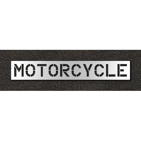 Pavement Stencil, Message, Motorcycle, 12 in Character Height, Highway Gothic Font, Polyethylene MPN:STL-116-71216
