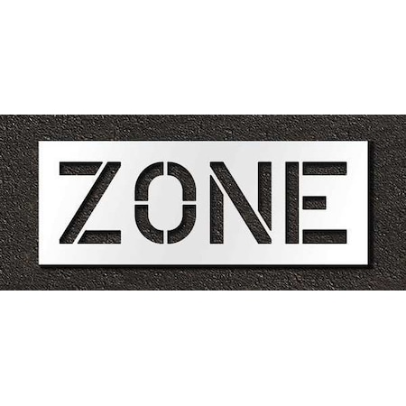 Pavement Stencil, Message, Zone, 12 in Character Height, Highway Gothic Font, Polyethylene, Clear MPN:STL-116-71224