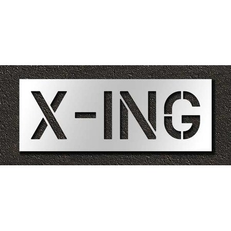 Pavement Stencil, Message, X-ing, 12 in Character Height, Highway Gothic Font, Polyethylene, Clear MPN:STL-116-71227