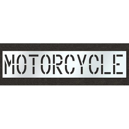 Pavement Stencil, Message, Motorcycle, 18 in Character Height, Highway Gothic Font, Polyethylene MPN:STL-116-71816