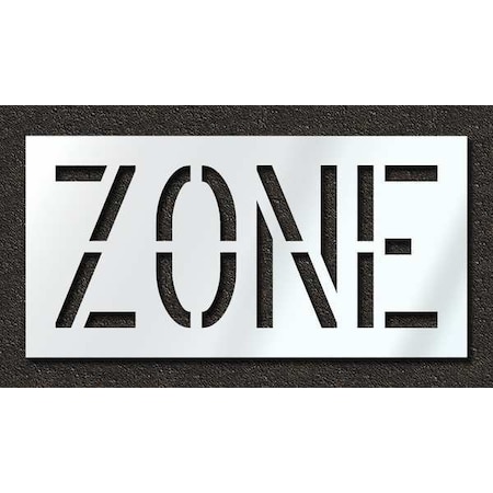 Pavement Stencil, Message, Zone, 18 in Character Height, Highway Gothic Font, Polyethylene, Clear MPN:STL-116-71824