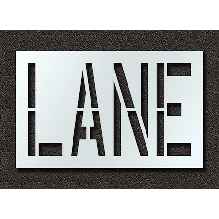 Pavement Stencil, Message, Lane, 24 in Character Height, Highway Gothic Font, Polyethylene, Clear MPN:STL-116-72402