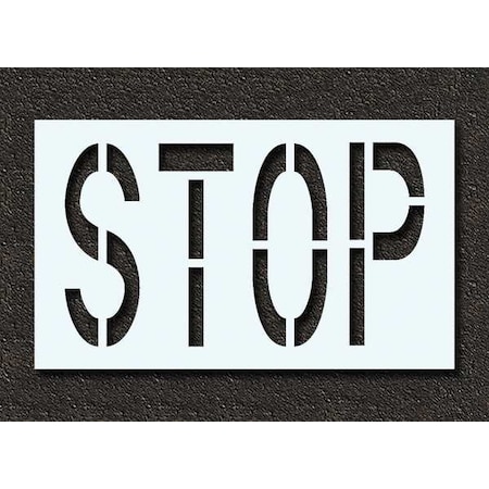 Pavement Stencil, Message, Stop, 24 in Character Height, Highway Gothic Font, Polyethylene, Clear MPN:STL-116-72403