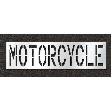 Pavement Stencil, Message, Motorcycle, 24 in Character Height, Highway Gothic Font, Polyethylene MPN:STL-116-72416