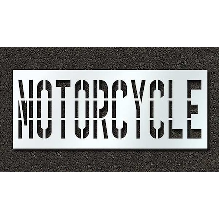 Pavement Stencil, Message, Motorcycle, 36 in Character Height, Highway Gothic Font, Polyethylene MPN:STL-116-73616