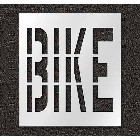 Pavement Stencil, Message, Bike, 36 in Character Height, Highway Gothic Font, Polyethylene, Clear MPN:STL-116-73617