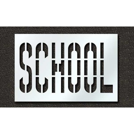 Pavement Stencil, Message, School, 36 in Character Height, Highway Gothic Font, Polyethylene, Clear MPN:STL-116-73623