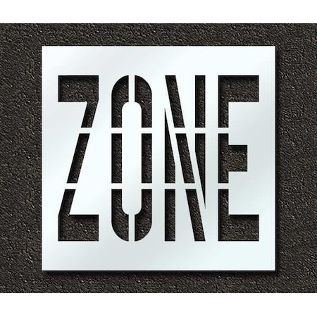 Pavement Stencil, Message, Zone, 36 in Character Height, Highway Gothic Font, Polyethylene, Clear MPN:STL-116-73624