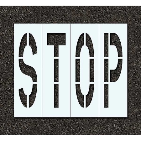 Pavement Stencil, Message, Stop, 48 in Character Height, Highway Gothic Font, Polyethylene, Clear MPN:STL-116-74803