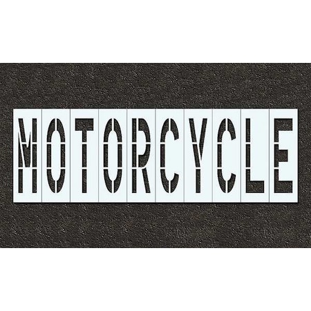 Pavement Stencil, Message, Motorcycle, 48 in Character Height, Highway Gothic Font, Polyethylene MPN:STL-116-74816