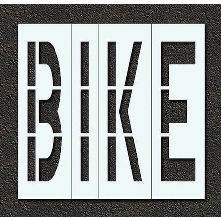 Pavement Stencil, Message, Bike, 48 in Character Height, Highway Gothic Font, Polyethylene, Clear MPN:STL-116-74817