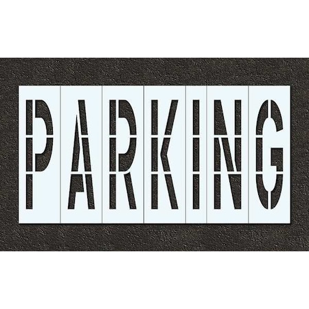 Pavement Stencil, Message, Parking, 48 in Character Height, Highway Gothic Font, Polyethylene MPN:STL-116-74822