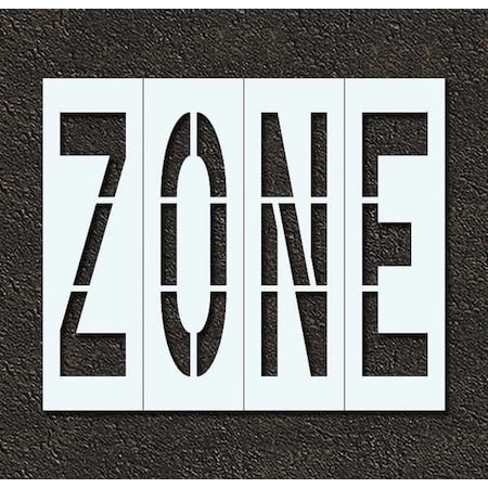 Pavement Stencil, Message, Zone, 48 in Character Height, Highway Gothic Font, Polyethylene, Clear MPN:STL-116-74824