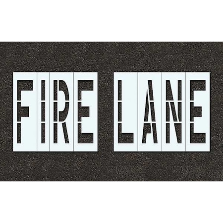 Pavement Stencil, Message, Fire Lane, 48 in Character Height, Highway Gothic Font, Polyethylene MPN:STL-116-74831