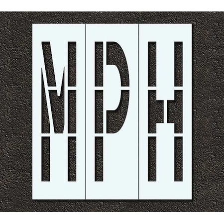 Pavement Stencil, Message, Mph, 48 in Character Height, Highway Gothic Font, Polyethylene, Clear MPN:STL-116-74837