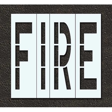 Pavement Stencil, Message, Fire, 96 in Character Height, Highway Gothic Font, Polyethylene, Clear MPN:STL-116-79601