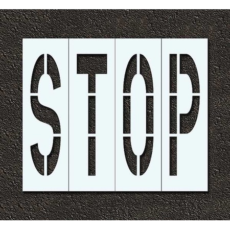 Pavement Stencil, Message, Stop, 96 in Character Height, Highway Gothic Font, Polyethylene, Clear MPN:STL-116-79603