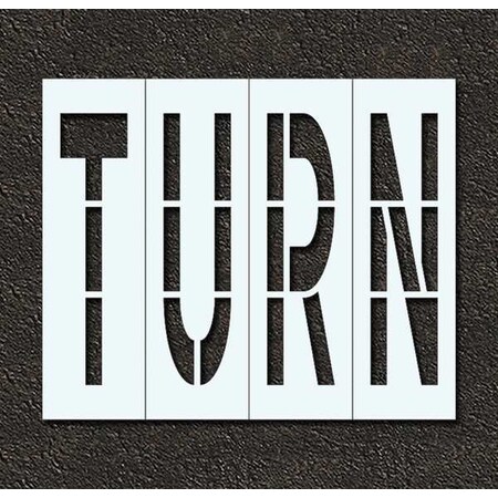 Pavement Stencil, Message, Turn, 96 in Character Height, Highway Gothic Font, Polyethylene, Clear MPN:STL-116-79619