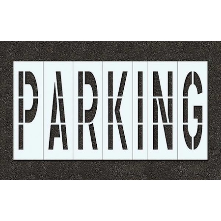 Pavement Stencil, Message, Parking, 96 in Character Height, Highway Gothic Font, Polyethylene MPN:STL-116-79622