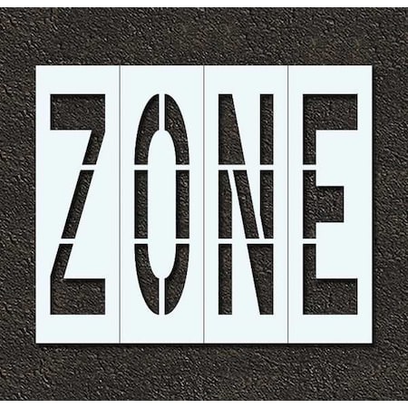 Pavement Stencil, Message, Zone, 96 in Character Height, Highway Gothic Font, Polyethylene, Clear MPN:STL-116-79624