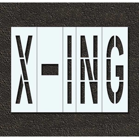 Pavement Stencil, Message, X-ing, 96 in Character Height, Highway Gothic Font, Polyethylene, Clear MPN:STL-116-79627