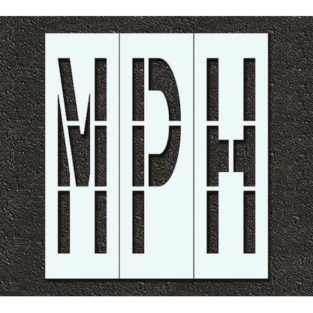 Pavement Stencil, Message, Mph, 96 in Character Height, Highway Gothic Font, Polyethylene, Clear MPN:STL-116-79637
