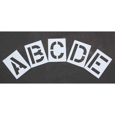 Pavement Stencil, Letter Set, A Thru Z, Blanks, 12 in Character Height, Highway Gothic Font, Clear MPN:STL-116-8125