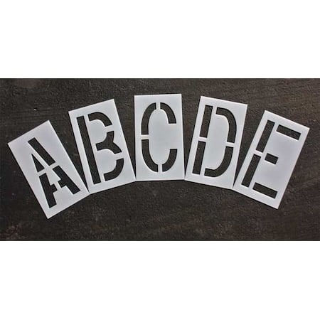 Pavement Stencil, Letter Set, A Thru Z, Blanks, 18 in Character Height, Highway Gothic Font, Clear MPN:STL-116-8185